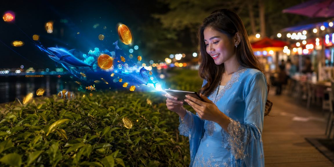 Pemain wanita Malaysia bermain tembak ikan jackpot rtm1 berpakaian baju kurung